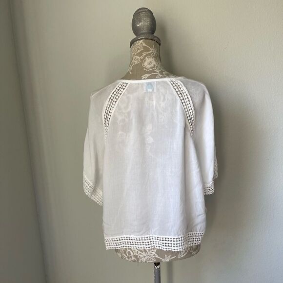BLE Resort Collection Lightweight Boxy Top With Crochet Lace Trim in White - Picture 5 of 9